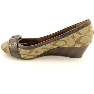 Signature Coach Khaki Espresso Millie Wedge Heels